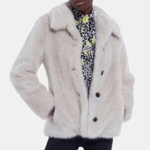 The Kooples Chic White Faux Fur Coat
